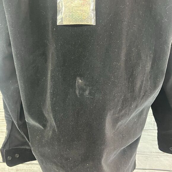 The Quacker Factory Shacket Jacket size Large Black Velvet Candy Canes Christmas - Picture 11 of 11